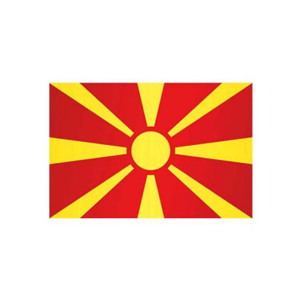 Stone HGS Macedonië landvlag, 100 x 150 cm (liggend formaat), met touw en lus, FlagTop 160 g/m², voor vlaggenmasten 6 m, zonder ajourzoom, 27213