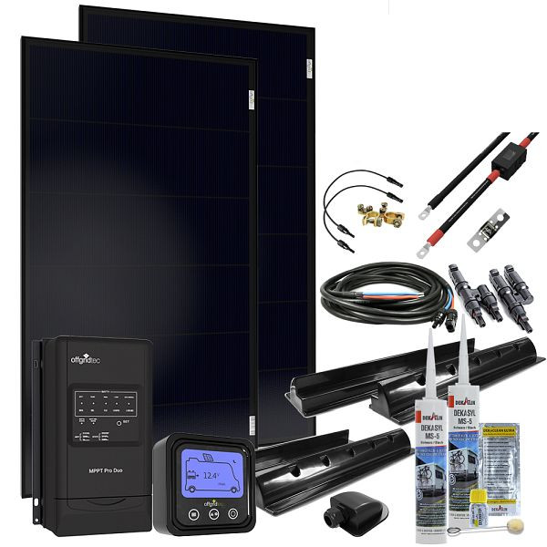 Offgridtec MobileBlack M 200W camperzonnestelsel 30A MPPT DUO laadregelaar OLP PERC zonnepaneel, 4-01-012876