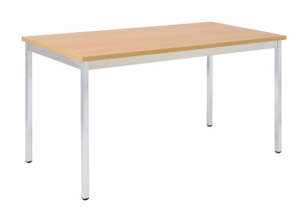 Bisley MULTI Desking multifunctionele tafel, rechthoekig, verchroomd, 25 mm, BC beukendecor, H 740 x B 1200 x D 600 mm, MTC251206BC399