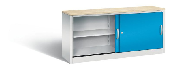 C+P dressoir met schuifdeuren Acurado, H720xB1600xD400mm, kleur: lichtgrijs/lichtblauw, beugelgreep, 2 niveaus, 5724-00 S10420