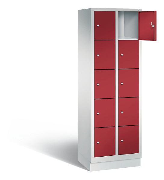 C+P lockerkast Evolo, H1800xB610xD500mm, kleur: lichtgrijs/robijnrood, 48020-205 S10007