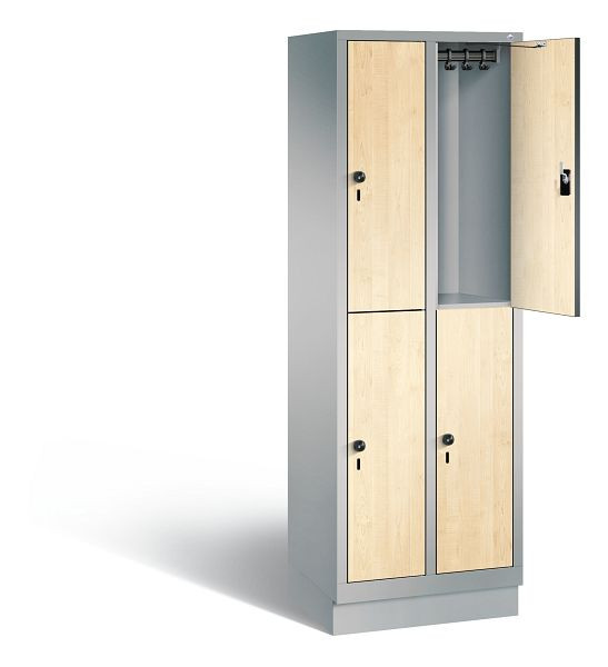 C+P locker dubbeldekker Evolo, H1800xB610xD500mm, kleur: wit aluminium / Donau esdoorn decor, 48320-20 S10622