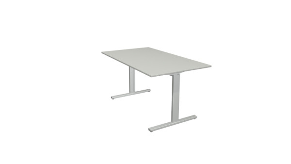Kerkmann bureauvorm 2 - B 1400 x D 800 x H 700-820 mm met T-voetframe in aluminium zilver, lichtgrijs, 11021011