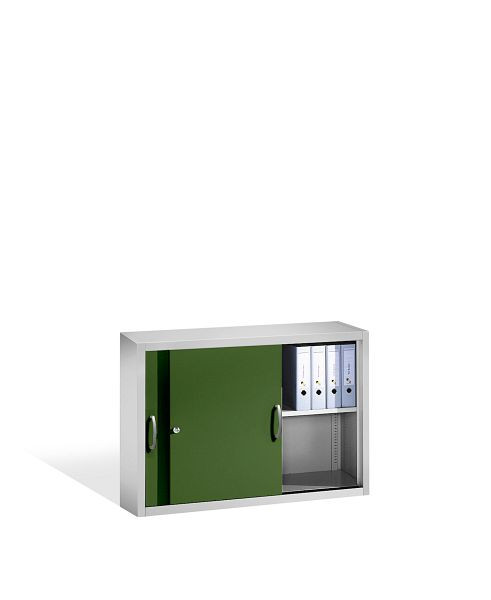 C+P bovenkast Acurado, H790xB1200xD400mm, kleur: lichtgrijs / reseda groen, beugelgreep, 2 niveaus, 2045-00 S10118