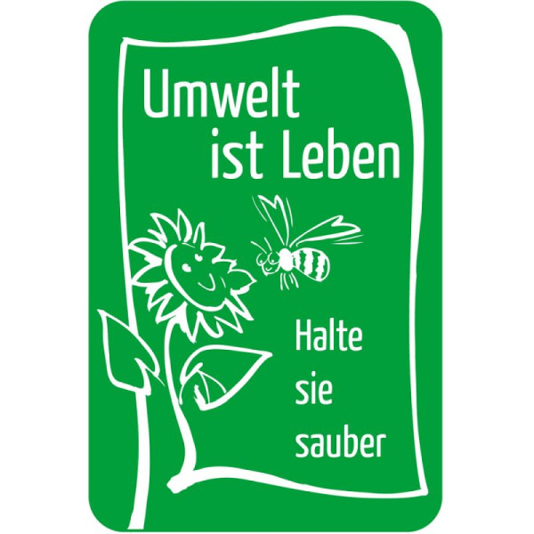 Stein HGS HGS speciaal bord, milieu is leven, houd het schoon, 400 x 600 mm, tekst: wit, 15083