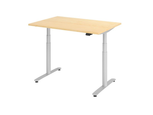 Hammerbacher zit-sta bureau elektrisch 120x80cm esdoorn/zilver, VXDLR12/3/S