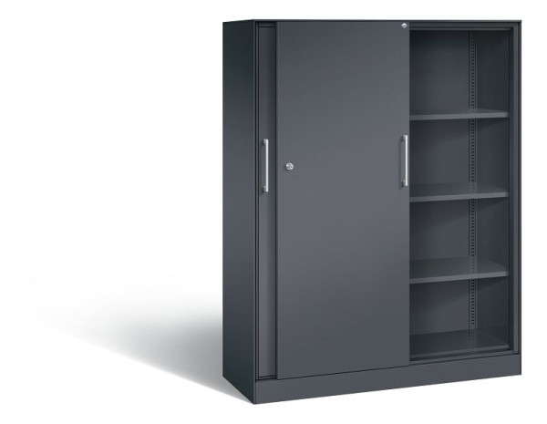 C+P schuifdeurkast Asisto, H1635xB1200xD435mm, kleur: zwart-grijs, beugelgreep, 4 niveaus, 142011-000 S10047
