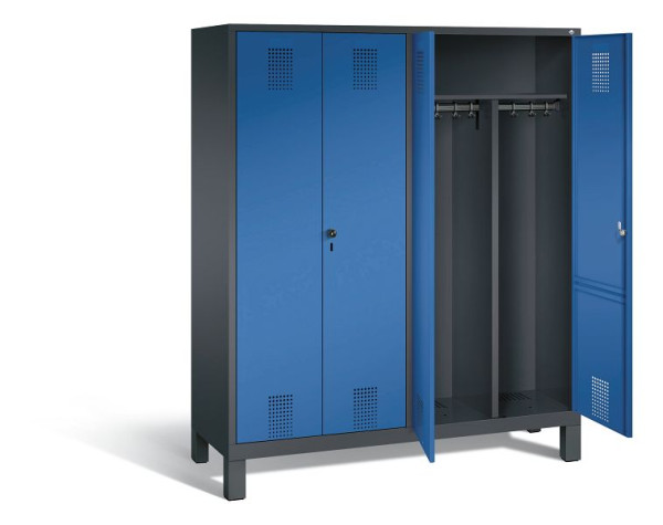 C+P zwart wit kastje Evolo, H1850xW1590xD500mm, kleur: zwart grijs / gentiaanblauw, 48012-42 S10059