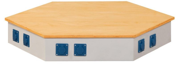 ANKE energy attachment side length 535mm; 170 mm hoog; voor zeshoekige groepswerkbank; Per zijde uitgerust: 2x Schuko-contactdoos met afdekking 2-polig + E10 / 16 A 230 V