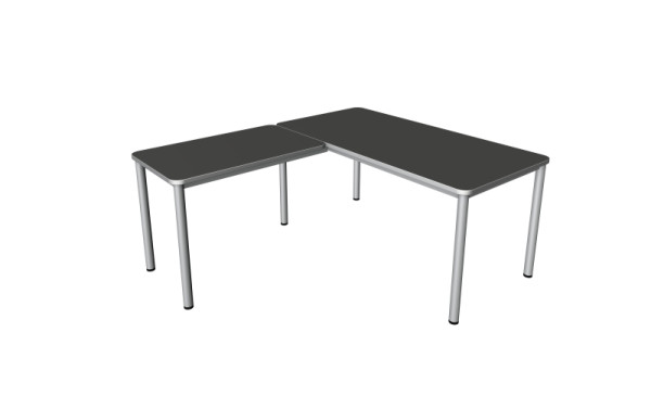 Kerkmann Prime hoekwerkplek, bureau B 1600 x D 800 x H 750 mm, aanschuiftafel 1000 x 600 x 750 mm, antraciet, 11043013