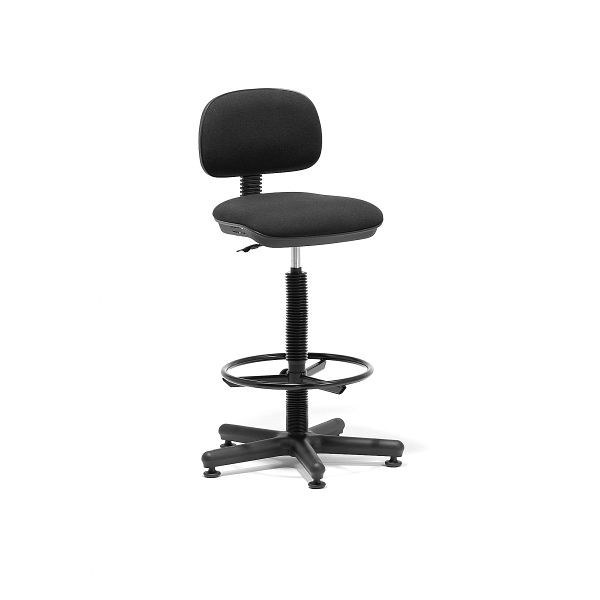 AJ werkplaatsstoel ADELAIDE met voetring, H 600-845 mm, zwart, 23411