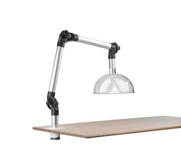 GEOVENT PERMA Arm 750mm, 3 Gelenke, weiß, ø57, mit Tischhalterung für Tischloch und Absaughaube ø380, Polycarbonat, 10-303HB+10-500+10-316
