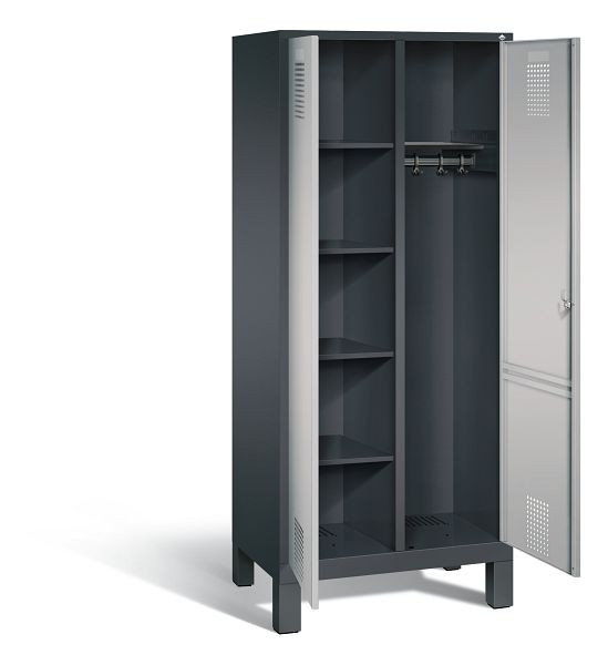 C+P reinigingsmiddelenkast Evolo, H1850xW810xD500mm, kleur: zwart-grijs/wit aluminium, 48060-22 S10042