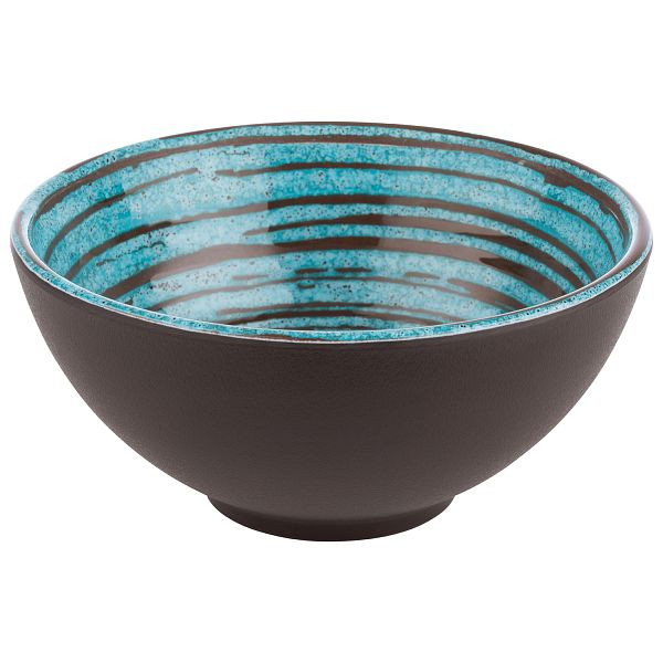 APS schaal -CANCUN-, Ø 15 x 7 cm, melamine, binnen: decor, turquoise/bruin, buiten: bruin, 0,5 liter, 85205