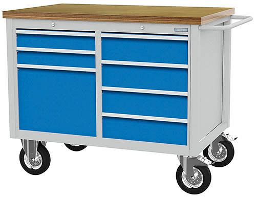 Bedrunka + Hirth Mobiele Werkbank, R 18-24, aantal lades: 7, aantal dubbele deuren: 1, afmetingen in mm (BxDxH): 1250 x 750 x 995, 04.12.26V