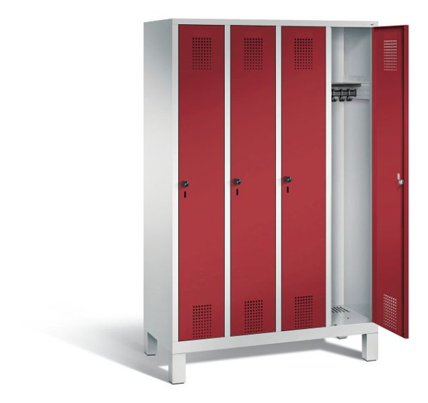 C+P garderobe Evolo, H1850xW1190xD500mm, kleur: lichtgrijs/robijnrood, 48010-40 S10053
