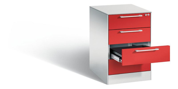 C+P archiefkast Asisto, H710xB440xD600mm, kleur: lichtgrijs / vuurrood, beugelgreep, 146275-422 S10023