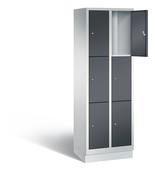 C+P lockerkast Evolo, H1800xB610xD500mm, kleur: lichtgrijs / zwartgrijs, 48020-203 S10016