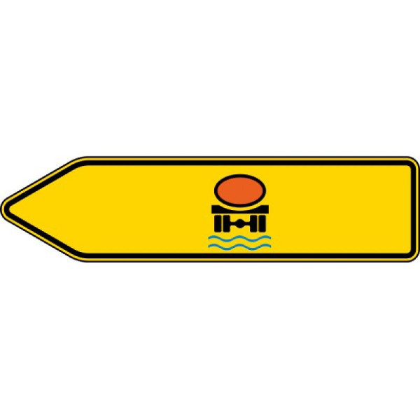 Stenen HGS pijlbord voor voertuigen met watergevulde lading, wijzend naar links, eenzijdig nr. 421-12, RA1/platte vorm 2mm, 421-12-111