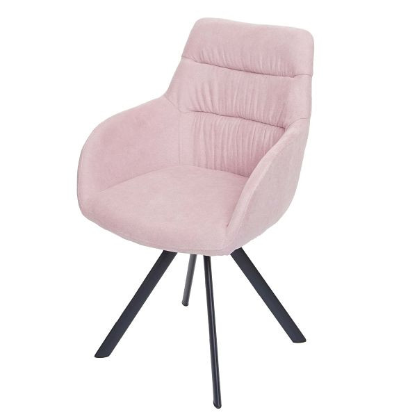 Mendler HWC-J69 eetkamerstoel, keukenstoel met armleuningen, draaibare automatische positie, fluweel, roze, 82600