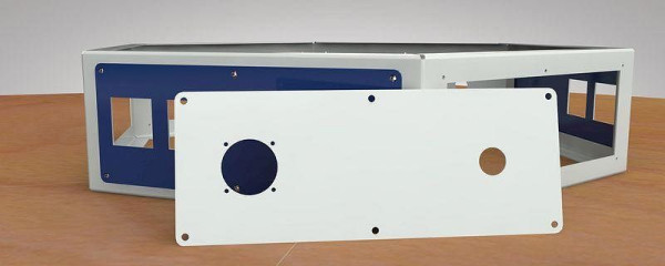 KLW zeskant energieopzetstuk lege behuizing voor werkplek lengte 1350 mm, met afdekplaat van beuken multiplex, 6E-EAB-K135-L01