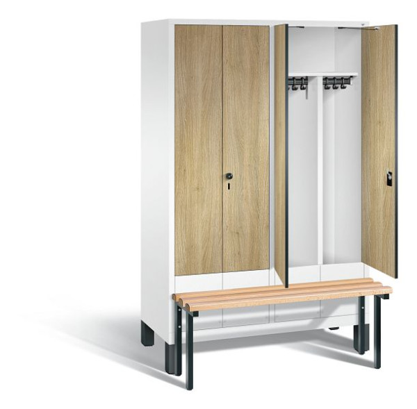 C+P zwart wit kastje Evolo, H1850xB1190xD815mm, kleur: verkeerswit / decor eiken Sereno, 48032-40 S10118