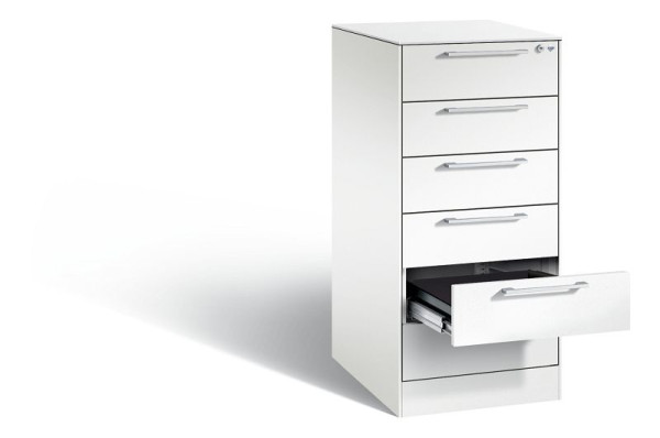 C+P archiefkast Asisto, H1010xB440xD600mm, kleur: verkeerswit, beugelgreep, 146245-622 S10010