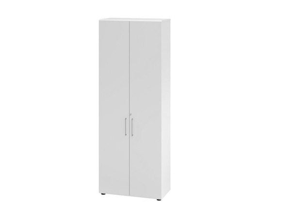 Hammerbacher combikast, 6 OH, romp: wit / voorkant: grijs, 80 x 41,7 x 215,6 cm, openingshoek 110°, metalen handgreep BS, V968T6/W/5/BS