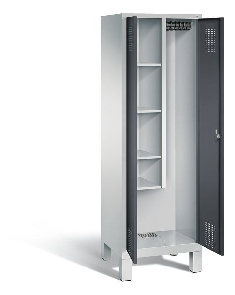 C+P reinigingsmiddelenkast Evolo, H1850xB610xD500mm, kleur: lichtgrijs / zwartgrijs, 48110-00 S10070