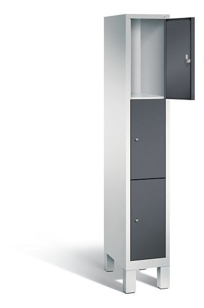 C+P lockerkast Evolo, H1850xB320xD500mm, kleur: lichtgrijs / zwartgrijs, 48010-103 S10065