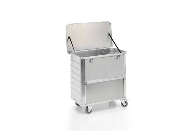 Gmöhling Transportwagen, Absenkbare Längswand, mit Deckel + Schlösser, G®-TRANS D 3708 / 360 l, Aluminium, 220370835