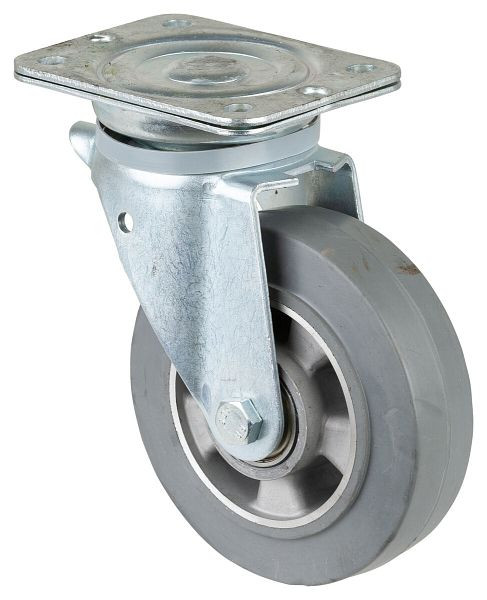 BS Rollen zwaarlastwiel, wielbreedte 50 mm, wiel-Ø 160 mm, draagvermogen 300 kg, grijze elastische banden, aluminium wiellichaam, kogellagers, N100.B83.160