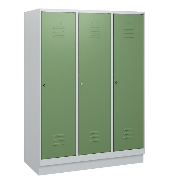 C+P luierkluis Classic PLUS, onderbouw, 3 vakken, 1630x1200x500mm, 7035/6011, cilindersloten, 0800205-32 S10021