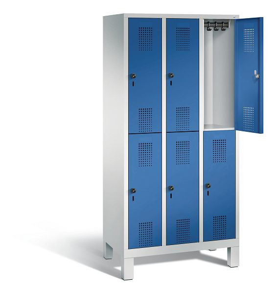 C+P locker dubbeldekker Evolo, H1850xB900xD500mm, kleur: lichtgrijs / gentiaanblauw, 48310-30 S10148