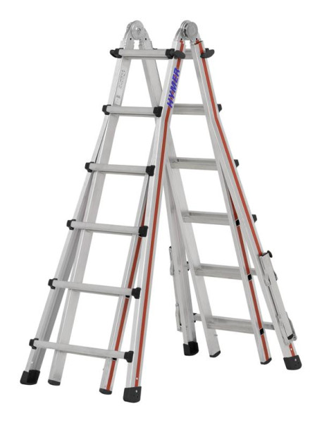 HYMER telescoopladder, 4x6 sporten, lengte enkele ladder 3,46 - 6,26 m, stahoogte (trapladder): 2,35 m, stahoogte (trapladder): 5,2 m, 414224