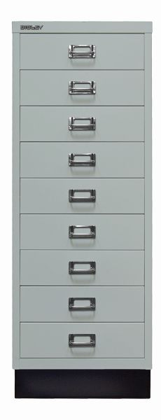Bisley MultiDrawer™, 39-serie met onderstel, DIN A3, 9 laden, lichtgrijs, L39A39S645