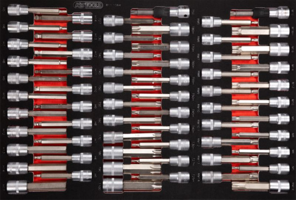 KS Tools 1/2'' bitdoppenset in schuimstof inzetstuk, 64-delig, 811.1064