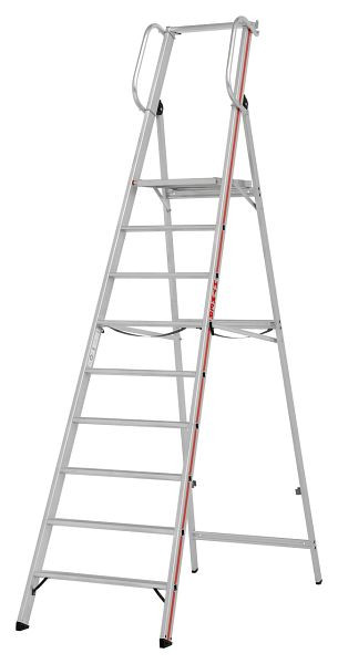 HYMER platformladder met leuning, 9 treden, stahoogte 2,10 m, 808009