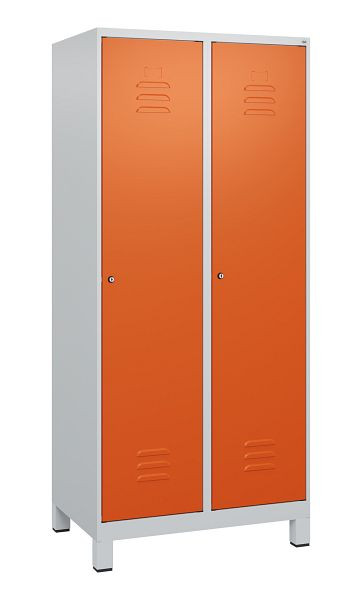 C+P luierkastje Classic PLUS met middenwand, voeten, 2 vakken, 1800x800x500mm, 7035/2004, cilindersloten, 0800107-22F S10031
