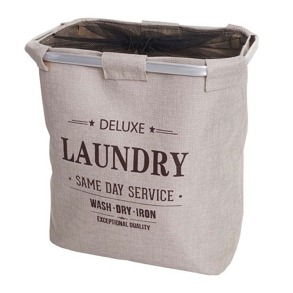 Mendler wasmand HWC-C34, Wasbox, wasmand, wasmand met net, 1 vak 56x49x30cm 82l, beige, 96938