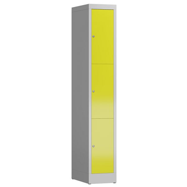 Lüllmann ClassiX lockerkast, 1 compartiment, 3 compartimenten, 1800 x 310 x 500 mm, lichtgrijs/zinkgeel, X-520316