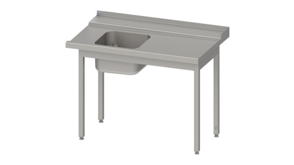 Stalgast Zulauftisch "Pro", Korbführung mit Gefälle, mit 1 Becken 1600x750x880mm, Anbauseite rechts, Aufkantung, verschweißt, VZL16710RA