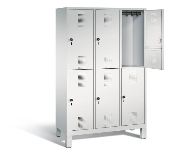 C+P locker dubbeldekker Evolo, H1850xB1200xD500mm, kleur: lichtgrijs, 48310-32 S10012