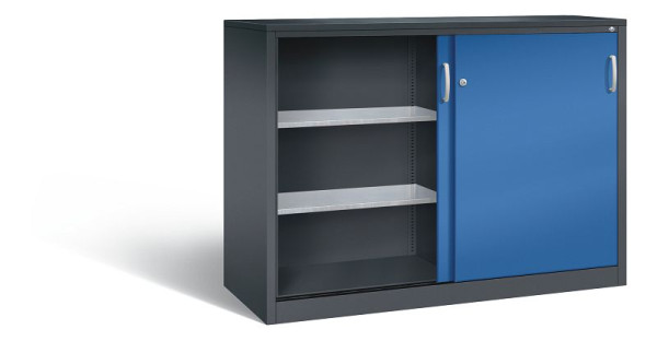 C+P schuifdeurkast Acurado, H1200xB1600xD600mm, kleur: zwartgrijs / gentiaanblauw, beugelgreep, 2167-09 S10017