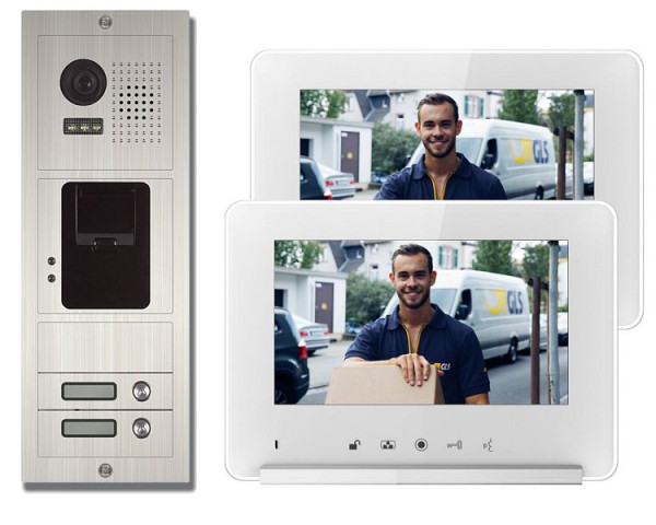 Anthell Electronics 2-familie video-intercomset met vingerafdrukkleuren, met 2x 7-inch monitor, M2Z2-690S1-2