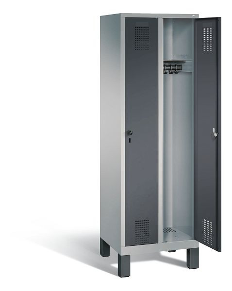 C+P garderobe Evolo, H1850xB610xD500mm, kleur: wit aluminium / antracietgrijs, 48010-20 S10425