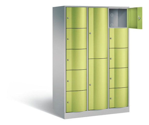 C+P combinatie lockerkast Resisto, H1950xB1148xD640mm, kleur: wit aluminium / virid green, 8070-3731 S10018