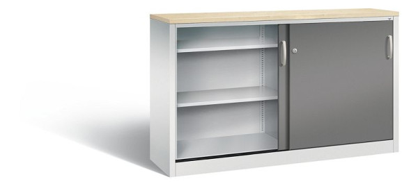 C+P dressoir met schuifdeuren Acurado, H1000xB1600xD400mm, kleur: lichtgrijs / vulkaangrijs, beugelgreep, 2146-00 S10169