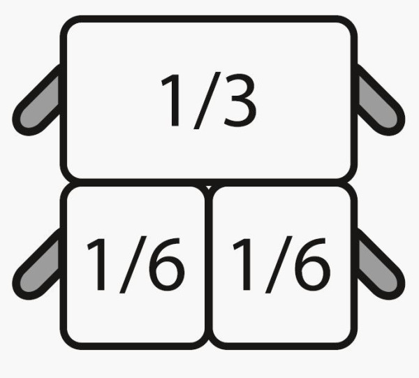 Saro E7/CPCEXF pastamandenset: 2 x 1/6 GN + 1 x 1/3 GN, 423-4025