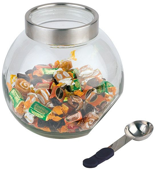 APS voorraadpot met lepel, Ø 20 cm, hoogte: 18 cm, 3 liter, glas, RVS, siliconen, met aromadichte sluiting, 00636